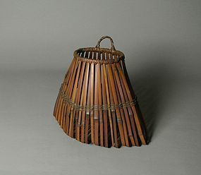 Japanese Mingei Bamboo Basket by Suzuki Kyokushosai