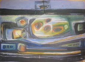 J. BARDIN, 'ICE BOX WITH FRUIT", ORIGINAL WATERCOLOR