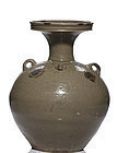 Western Jin dynasty Yue iron brown spotted celadon vase perfect cond.