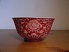 IMPERIAL DAOGUANG MARK AND PERIOD CORAL RED LOTUS BOWL