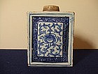 18TH CENTURY BLUE AND WHITE SCROLLING GRASS TEA CADDY!!