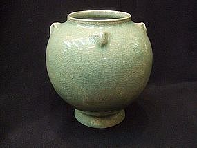 IMPORTANT KORYO DYNASTY 12C CARVED CELADON BUD VASE