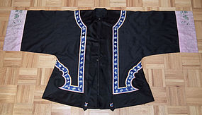 Antique Chinese Qing Dynasty Black Silk Sumer Robe