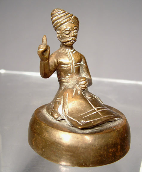 Brass Sikh Guru Indian Brass Figurine, 19th century