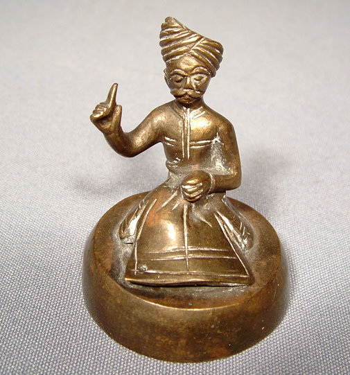 Brass Sikh Guru Indian Brass Figurine, 19th century