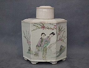 Antique Chinese Famille Rose Porcelain Tea Caddy