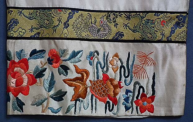 Antique Chinese Qing Dynasty Embroidered Silk Robe.