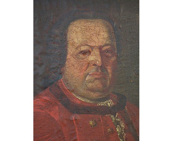 Antique Polish Saxon Officer Portrait 18th century Oil Painting