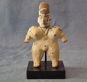 Antique Pre-Columbian Jalisco Polychrome Ceramic Female