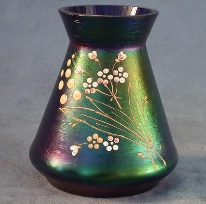 Antique Art Nouveau iridescent glass vase attributed t