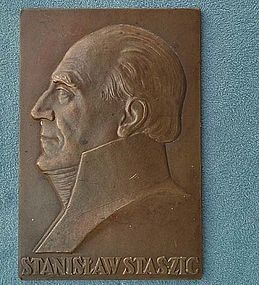 Antique 1926 bronze plaque Polish S Staszic by Aumiller