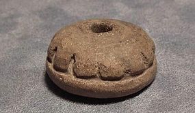 Antique Pre columbian ceramic bead Maya 100 AD