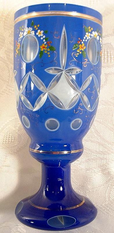 Antique Bohemian Cut Glass Goblet 19th c.