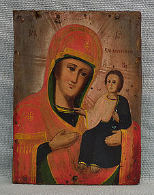 Antique 19th century Russian Orthodox Icon The Mother of God of Smole