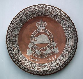 Silver Inlaid Plate The Royal Canadian Army Pay Corps Egypt 1957