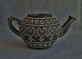 Antique Islamic Turkmen Uzbek Turquoise Inlaid Teapot 18th Century