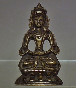 Antique 18th -19th century Sino Tibetan Small Bronze Figure of Guanyin