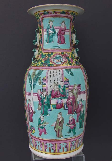 Large Antique Qing Dynasty Chinese Canton Porcelain Famille Rose Vase