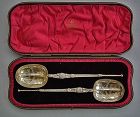 Pair of Rare Dated 1900 Silver Gilt Spoons Edward VII Coronation