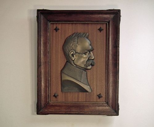 Antique Art Deco Bronze Relief Portrait Polish Marshal Jozef Pilsudski