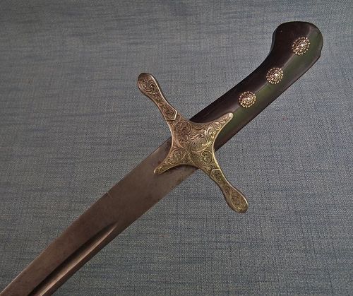 Antique 18th c Silver-Mounted Turkish Ottoman or Polish Sword Karabela
