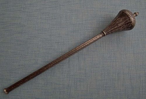 Antique 18th Century Indo-Persian Islamic Silver Inlaid Steel Mace