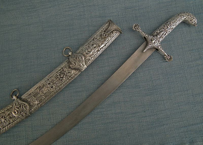 Antique 18th –19th c Silver Turkish Ottoman Islamic Sword Shamshir