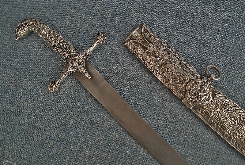 Antique 18th –19th c Silver Turkish Ottoman Islamic Sword Shamshir
