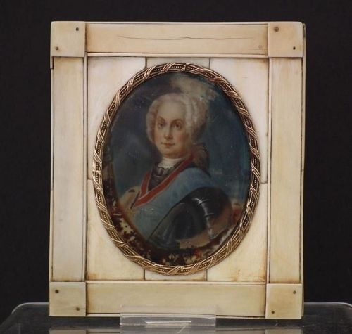 Antique Russian Miniature Portrait Painting Of Prince Grigory Orlov