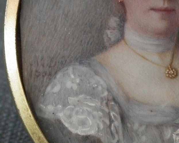 Antique 19th century Painted Miniature Portrait of a Lady