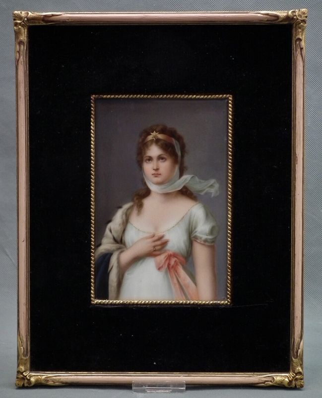 German Porcelain Painted Plaque Portrait Queen Louise of Prussia