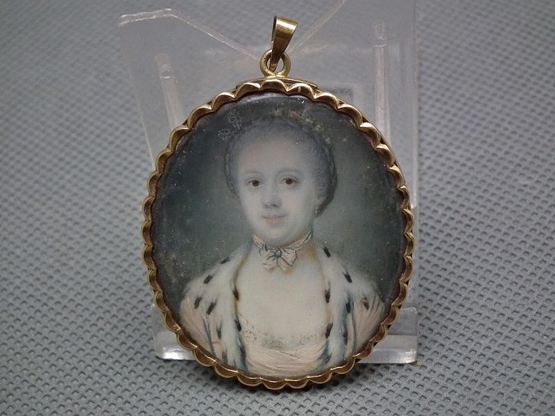 Antique 18th century Miniature Portrait Duchess Maria Amalia of Parma