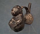 Antique Pre-Columbian Chimu Inca Blackware Ceramic Whistling Vessel