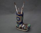 Antique Ming Dynasty Sancai Glazed Ceramic Scholar’s Brush Holder