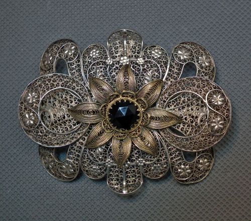 Antique Chinese 18 -19th C Qing Dynasty Silver Filigree Headdress