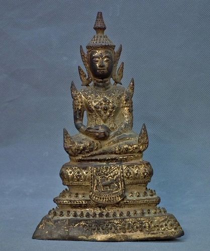 Antique Thai Siam Bangkok Rattanakosin Siamese Gilt Bronze Buddha