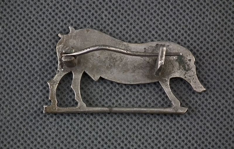 Ancient Roman 1st-2nd Century A.D. Celtic Silver Fibula Wild Boar