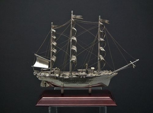 Solid Sterling Silver Model Of The Italian Tall Ship Amerigo Vespucci