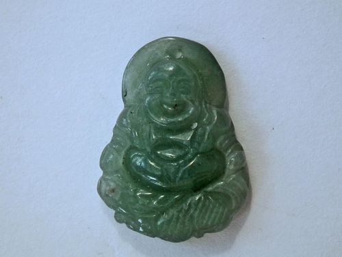 Green Jadeite Jade Pendant Happy Buddha - Laughing Buddha