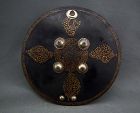 Antique Indo Persian Indian Lacquered Shield Dhal Islamic Mughal India