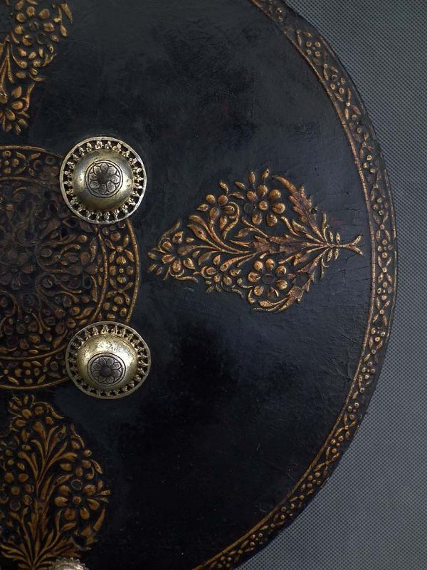 Antique Indo Persian Indian Lacquered Shield Dhal Islamic Mughal India