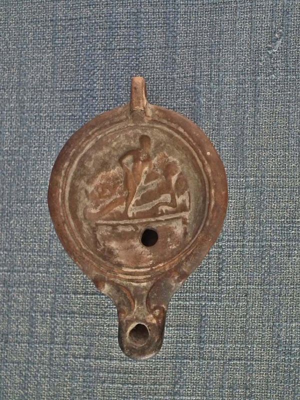 Ancient Roman Terracotta Erotic Oil Lamp 1st century A.D.