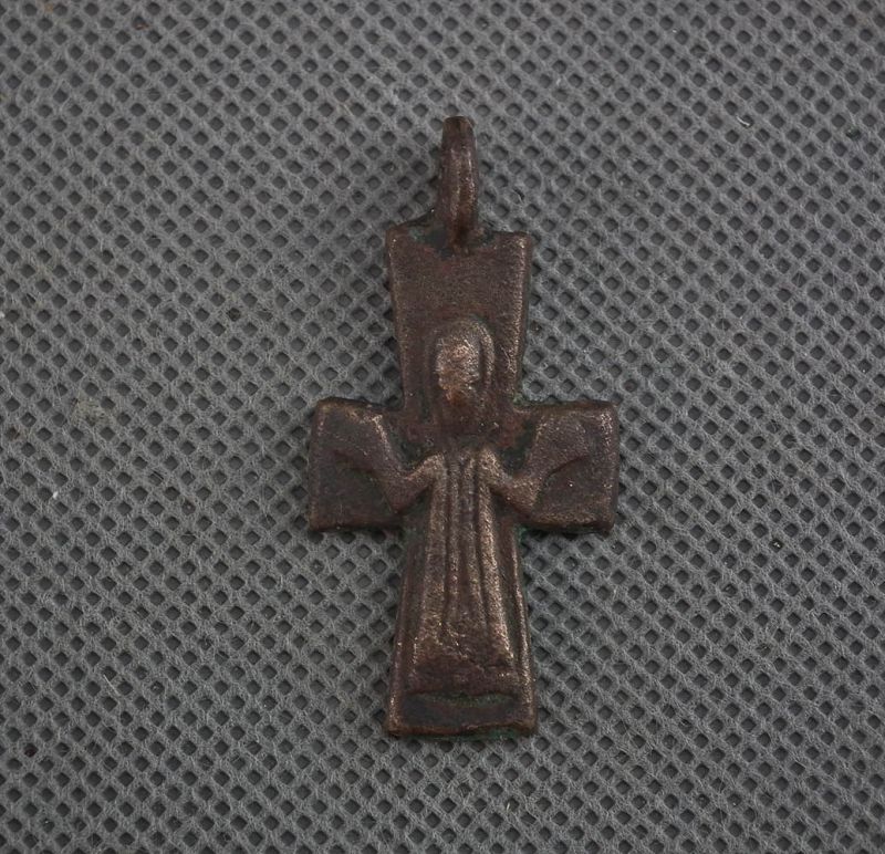 Ancient Medieval Byzantine Bronze Pectoral Cross 6th-11th century A.D.