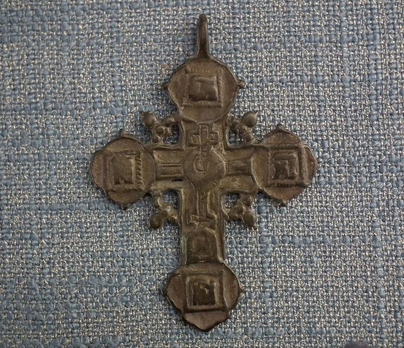 Antique 17th Century Russian Brass Pectoral Cross Telnik