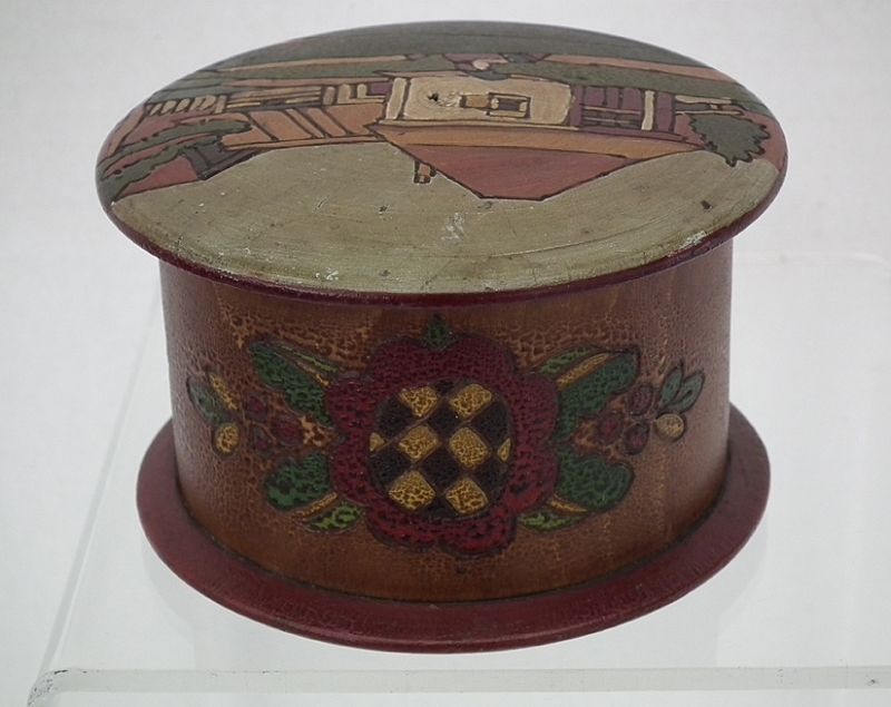 Antique Russian Kustar Folk Art Painted Box buy Farmers Wife