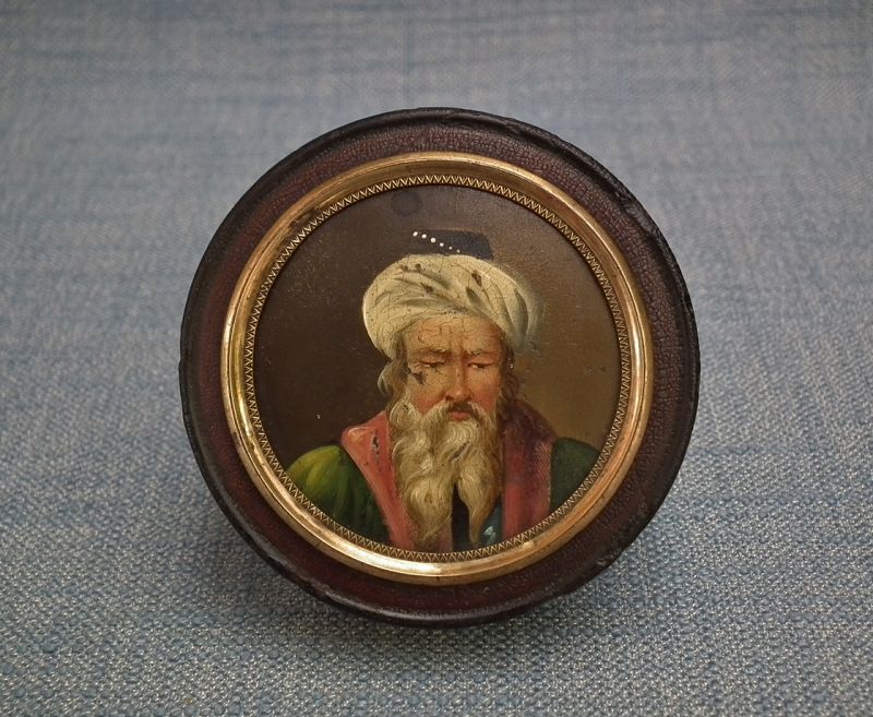 Antique Miniature Portrait Turkish Ottoman Sultan Or Pasha Snuff Box