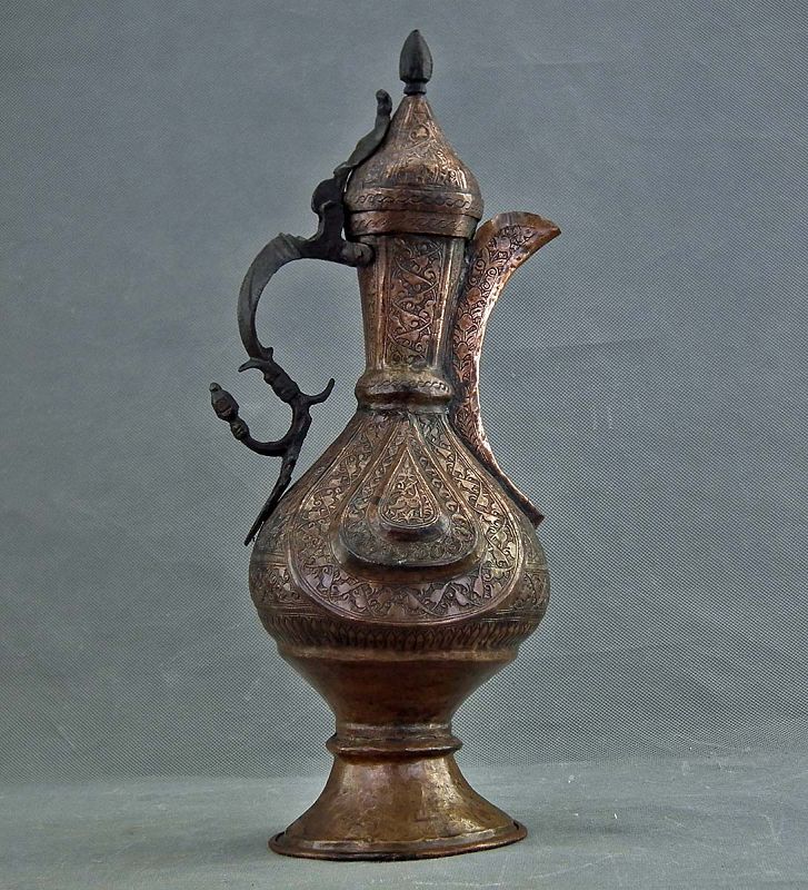 Antique Indo Persian Islamic Copper Teapot Ewer Bukhara Samarkand