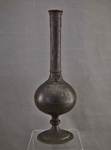 Antique Safavid Indo Persian Islamic Bronze Wine Carafe Bottle