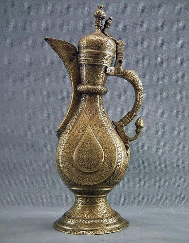 Antique Islamic Central Asian Brass Ewer Bukhara Samarkand