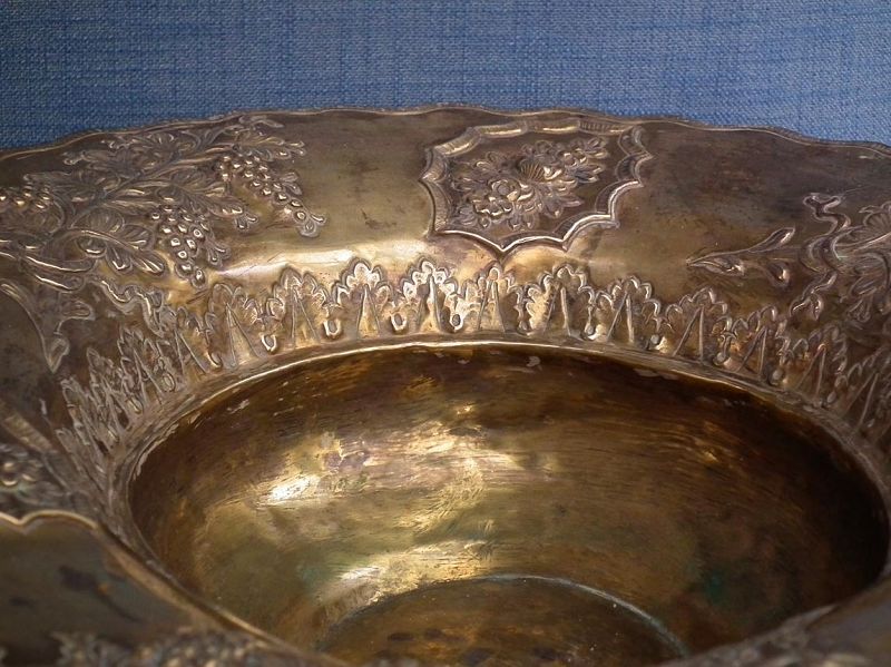 Antique Turkish Ottoman Gilt Copper Alloy Tombak Islamic Basin